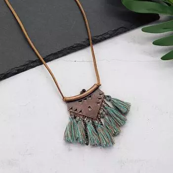 Handmade retro bohemian long fringed necklace femininity personality vacation style travel photography jewelry