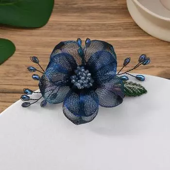Handmade romantic flower crystal brooch retro niche high-end temperament elegant pin brooch hairpin headdress women