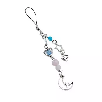 Handmade Star Bead Pendant Phone Charm Hanging Rope Bowknot Charm Keychain Antilost Cellphone Strap for Women Bag Purse 5