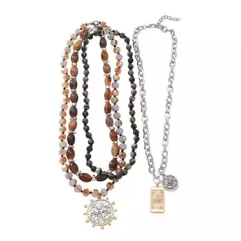 Handmade Sturdy Alloy and Bead Necklace Portable Accessory for Music Festivals and Beach Parties Supplies Outfits