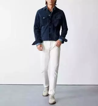 Стильная повседневная рубашка ручной работы из натуральной замши темно-синего цвета для дальнобойщиков XS синий