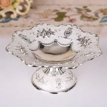 Handmade Table Snacks Tray Plating Process Zinc Zinc Alloy Retro Dish Vintage European Fruit Plate KTV