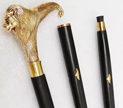 Handmade Walking Stick Lion Walking Cane Stick Designer Brass Handle 36, Golden M аэро