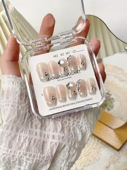 Handmade Wear Nail Fashion Casual Simple Exquisite Classic Nail Style Patch Short,XS