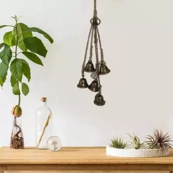 Handmade Witch Bell Weaving Wind Chime Door Hanging Witch Rattan Wreath Hemp Rope Vintage Porch Door Bells Home Garden Decors