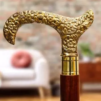 Деревянная трость ручной работы с резной латунной ручкой 3-складная трость 93,98 см Складная трость в викторианском стиле