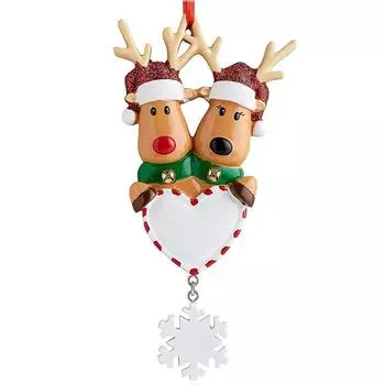 Handpainted Christmas Artistic Reindeer Figurines Unique Resin Holiday Decorations Set 2 Snowflake Deer