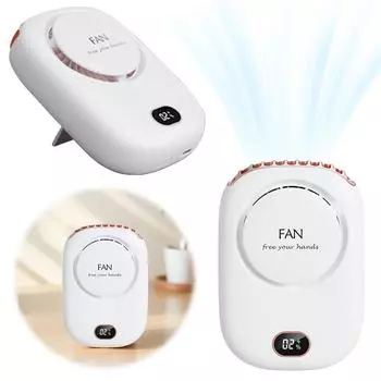 Hands Free Bladeless Fan Rechargeable Mini Summer Sports Fan with Adjustable Lanyard and Bracket for Home Office Outdoor Travel зелёный