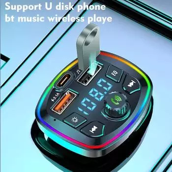 Автомобильный комплект громкой связи Bluetooth-совместимый 5.0 FM-передатчик 2 USB MP3 модулятор плеер Handsfree аудиоприемник
