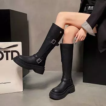 Handsome and fashionable versatile fried street heightening thick-soled thin boots Maillard boots women s autumn 2024 new models 35