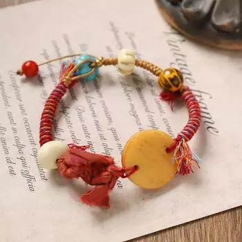 Handwoven Xizang beef bone bracelet retro Tibetan hand rope niche design exotic men s and women s bracelets
