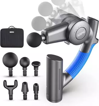 Handy Gun RENPHO Fascia Release Back Вращающийся на 90 градусов Подвижный Весь корпус 4 уровня мощности 6 типов Всего корпуса Эргономичный Сумка для хранения Серый пистолет,