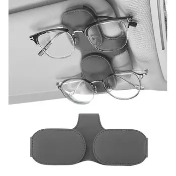 HandyMite Car Sunglasses Holder Leather Eyeglass Holder Car Sunglasses Holder Easy Installation Ticket Card