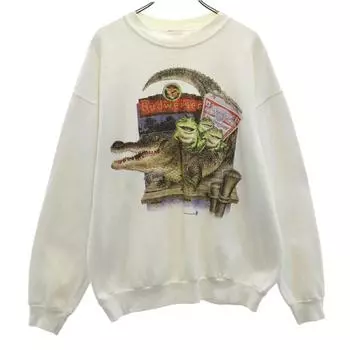 Hanes 90-х годов, с принтом лягушки Budweiser, с длинным рукавом, тренировочный свитшот, L, Budweiser, мужской, б/у