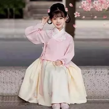 Ханфу девушка в китайском стиле тканевое летнее платье античный костюм Тан костюм супер феи платье маленькая девочка юбка русалки принцессы нижнее белье XS