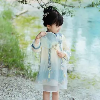 Ханфу девушка в китайском стиле тканевое летнее платье античный костюм Тан костюм супер феи платье маленькая девочка юбка русалки принцессы нижнее белье XXS