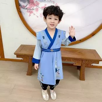 Ханфу девушка в китайском стиле тканевое летнее платье античный костюм Тан костюм супер феи платье маленькая девочка юбка русалки принцессы нижнее белье XXS