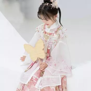 Ханфу девушка в китайском стиле тканевое летнее платье античный костюм Тан костюм супер феи платье маленькая девочка юбка русалки принцессы нижнее белье XS