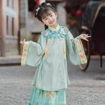 Ханфу девушка в китайском стиле тканевое летнее платье античный костюм Тан костюм супер феи платье маленькая девочка юбка русалки принцессы нижнее белье S