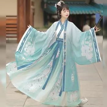 Ханфу девушка в китайском стиле тканевое летнее платье античный костюм Тан костюм супер феи платье маленькая девочка юбка русалки принцессы нижнее белье S