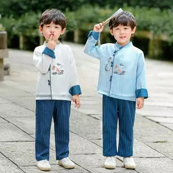 Ханфу девушка в китайском стиле тканевое летнее платье античный костюм Тан костюм супер феи платье маленькая девочка юбка русалки принцессы нижнее белье XXS