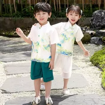 Ханфу девушка в китайском стиле тканевое летнее платье античный костюм Тан костюм супер феи платье маленькая девочка юбка русалки принцессы нижнее белье XS