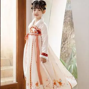 Ханфу девушка в китайском стиле тканевое летнее платье античный костюм Тан костюм супер феи платье маленькая девочка юбка русалки принцессы нижнее белье XS