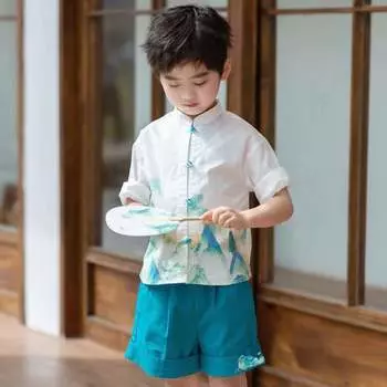 Ханфу девушка в китайском стиле тканевое летнее платье античный костюм Тан костюм супер феи платье маленькая девочка юбка русалки принцессы нижнее белье XS