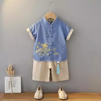 Ханфу девушка в китайском стиле тканевое летнее платье античный костюм Тан костюм супер феи платье маленькая девочка юбка русалки принцессы нижнее белье XXS