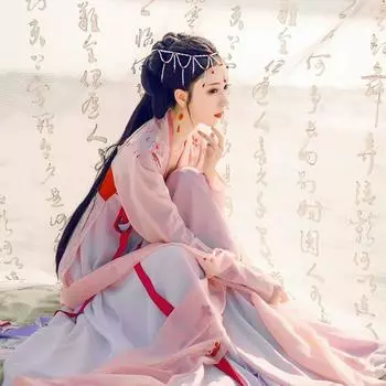 Ханфу девушка в китайском стиле тканевое летнее платье античный костюм Тан костюм супер феи платье маленькая девочка юбка русалки принцессы нижнее белье S
