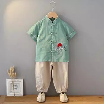 Ханфу девушка в китайском стиле тканевое летнее платье античный костюм Тан костюм супер феи платье маленькая девочка юбка русалки принцессы нижнее белье XXS