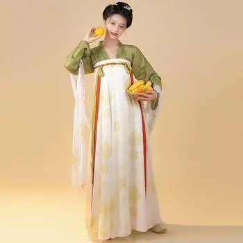 Ханфу девушка в китайском стиле тканевое летнее платье античный костюм Тан костюм супер феи платье маленькая девочка юбка русалки принцессы нижнее белье S