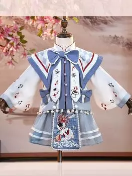 Ханфу девушка в китайском стиле тканевое летнее платье античный костюм Тан костюм супер феи платье маленькая девочка юбка русалки принцессы нижнее белье XXS