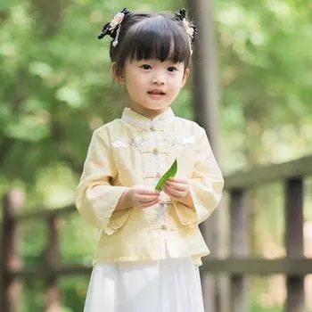 Ханфу девушка в китайском стиле тканевое летнее платье античный костюм Тан костюм супер феи платье маленькая девочка юбка русалки принцессы нижнее белье M