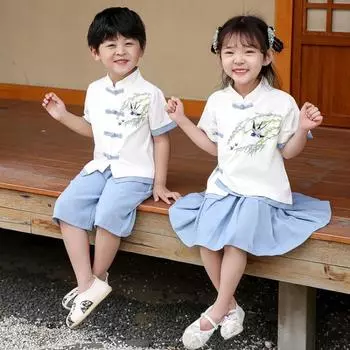 Ханфу девушка в китайском стиле тканевое летнее платье античный костюм Тан костюм супер феи платье маленькая девочка юбка русалки принцессы нижнее белье XS