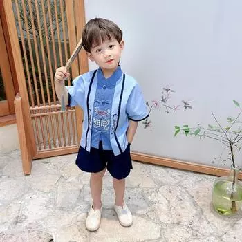 Ханфу девушка в китайском стиле тканевое летнее платье античный костюм Тан костюм супер феи платье маленькая девочка юбка русалки принцессы нижнее белье XXS