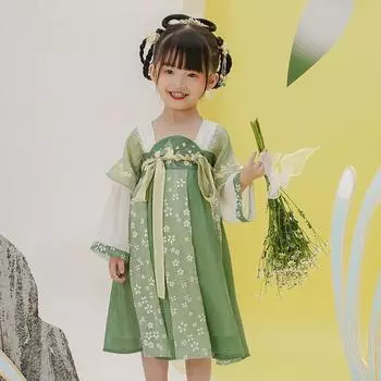 Ханфу девушка в китайском стиле тканевое летнее платье античный костюм Тан костюм супер феи платье маленькая девочка юбка русалки принцессы нижнее белье XXS
