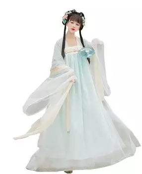 Hanfu Косплей Древний китайский Тан Длинная Татуировка Наклейка Включена [Yousaku Co., Ltd.] Костюм, Женский, Костюм, Хэллоуин, Сцена, Суд, Юбка, светло-синий