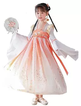 Hanfu Косплей Фотосессия Одеваются для Детей Роскошный Милый Стиль Придворной Принцессы Династии Тан Цельный Костюм Хэллоуин Костюм Фестивальный Кролик