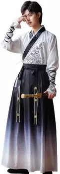 Hanfu Косплей Японская одежда Косплей Кимоно Хакама Большой размер Черный градиент [Lady Lazy] Мужская Мужская (M) чёрный