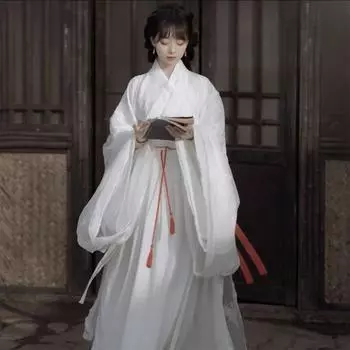 Hanfu женское летнее белое платье длиной до талии нежное улучшенное платье феи L белый