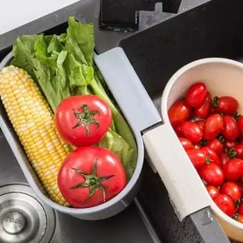 Hangable Kitchen Sink Drain Basket Filter Vegetables Multifunctional Hanging Filtering Draining Rack Kitchen Tools Accessories бежевый