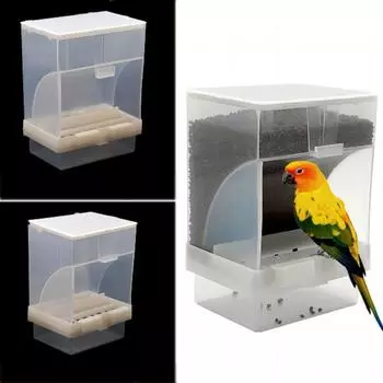 Hanging Automatic Bird Feeder Splash Proof Parrot Cage Hanging Feeder For Tiger Skin Peony Parrots S-single grid