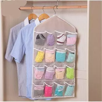 Hanging Bathroom Space-saving Clothes Holder Underwear Storage Bag Sock Organizer Sundries Sorting зелёный