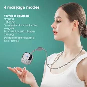 Hanging Cervical Spine Massager 4 Massage Modes 9 Levels of Intensity Portable Massage Pendant Relax Neck Shoulder серый