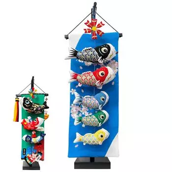 Hanging Decoration Carp Streamer with Stand Set Tapestry Flag Indoor Crepe Craft Wall Hanging Boy s Festival Children s Day (5 Colors Cherry Blossom