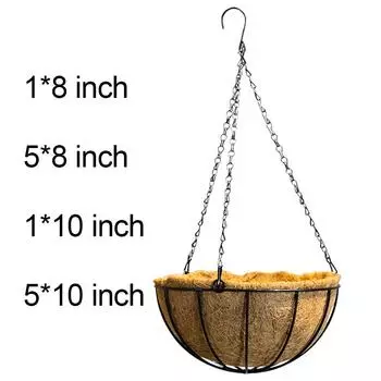 Hanging Flower Plant Basket Waterproof Iron Wrought Coconut Flowerpot Rattan Pots Home Balcony Wall Art Decoration