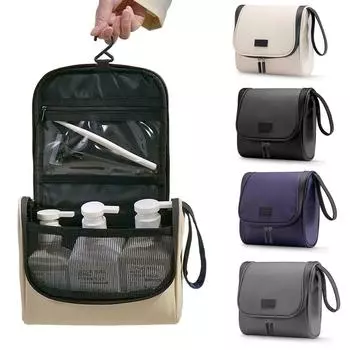 Подвесной крючок, складная косметичка, водонепроницаемый, большой емкости, подвесной чехол для хранения, визуальное отделение из ПВХ, двойная молния чёрный