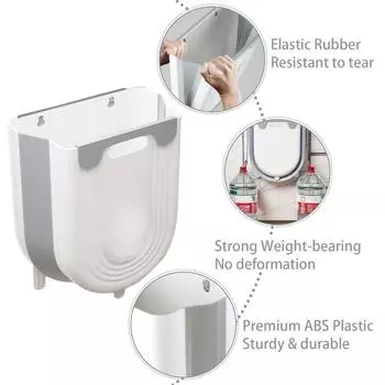 Hanging Kitchen Trash Can, Collapsible Trash can for Kitchen, Wall Mounted Foldable Small Garbage Can Compost Bin for Home