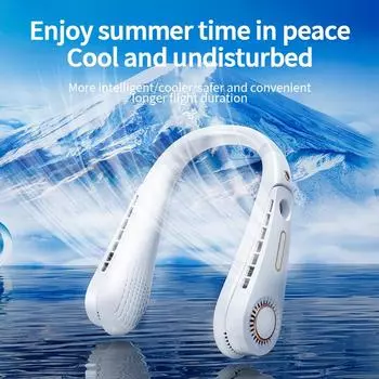 Hanging Neck Fan With Intelligent Digital Display Portable Neck Fan With Multi Angle Adjustment For Blowing Bladeless Neck Fan синий